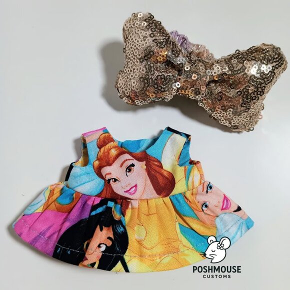 Labubu Disney Princess Belle Dress with Oversized Sparkle Bow Outfit - Picture 5 of 6
